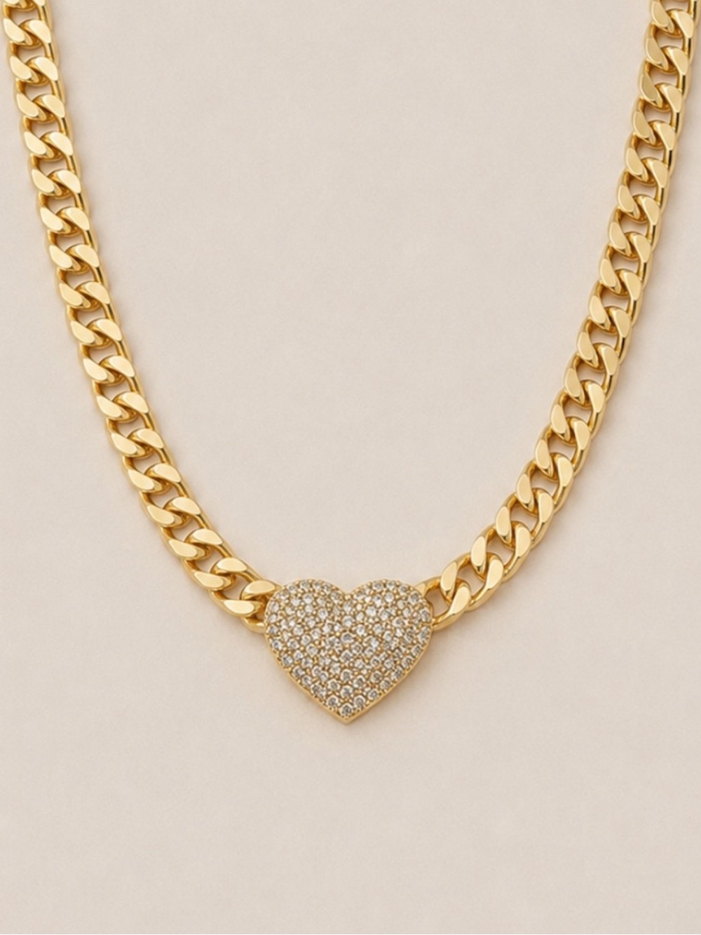 New! Classic Gold Heart Chain Necklace NWOT 3008